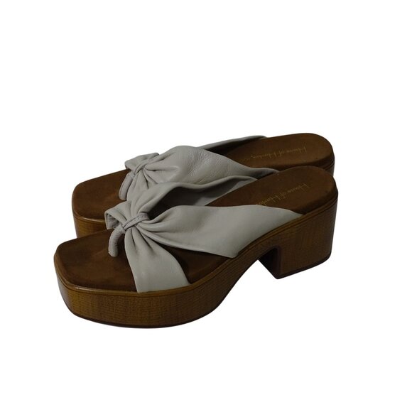 House Of Harlow 1960 Glamming Tan Leather Platform Sandals Size 8.5 M Block Heel - Picture 2 of 8